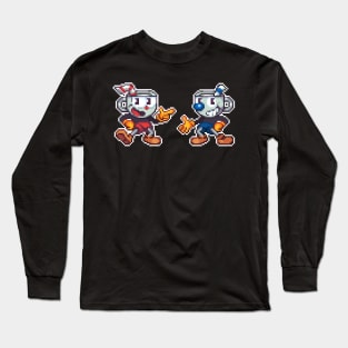 Cuphead and Mugman Pixel Long Sleeve T-Shirt